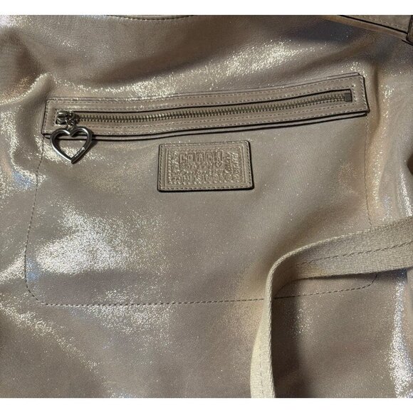 Coach Poppy 2-Way Metallic Shoulder Handbag Purse Tote, Oversized Travel Casual - Picture 4 of 6